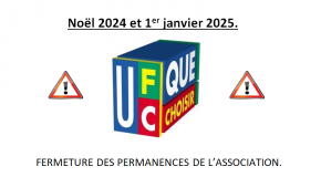 Fermeture des permanences de l’Association pour les fêtes de fin d’année.